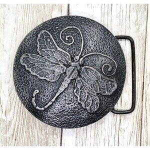 Dege Design 1970s Dragonfly Damselfly Pewter Hippie Belt Buckle Fits To 1 3/4"